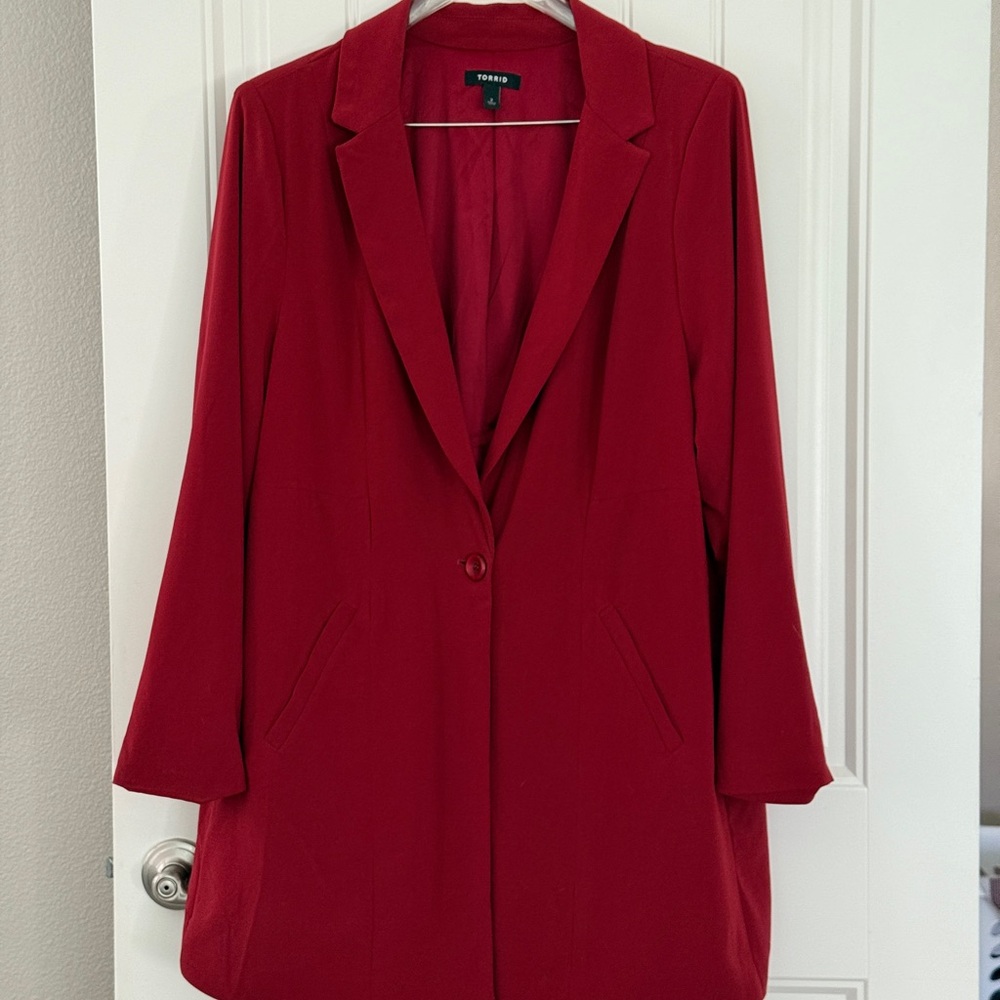 Torrid Red Blazer Classic Notched Lapel